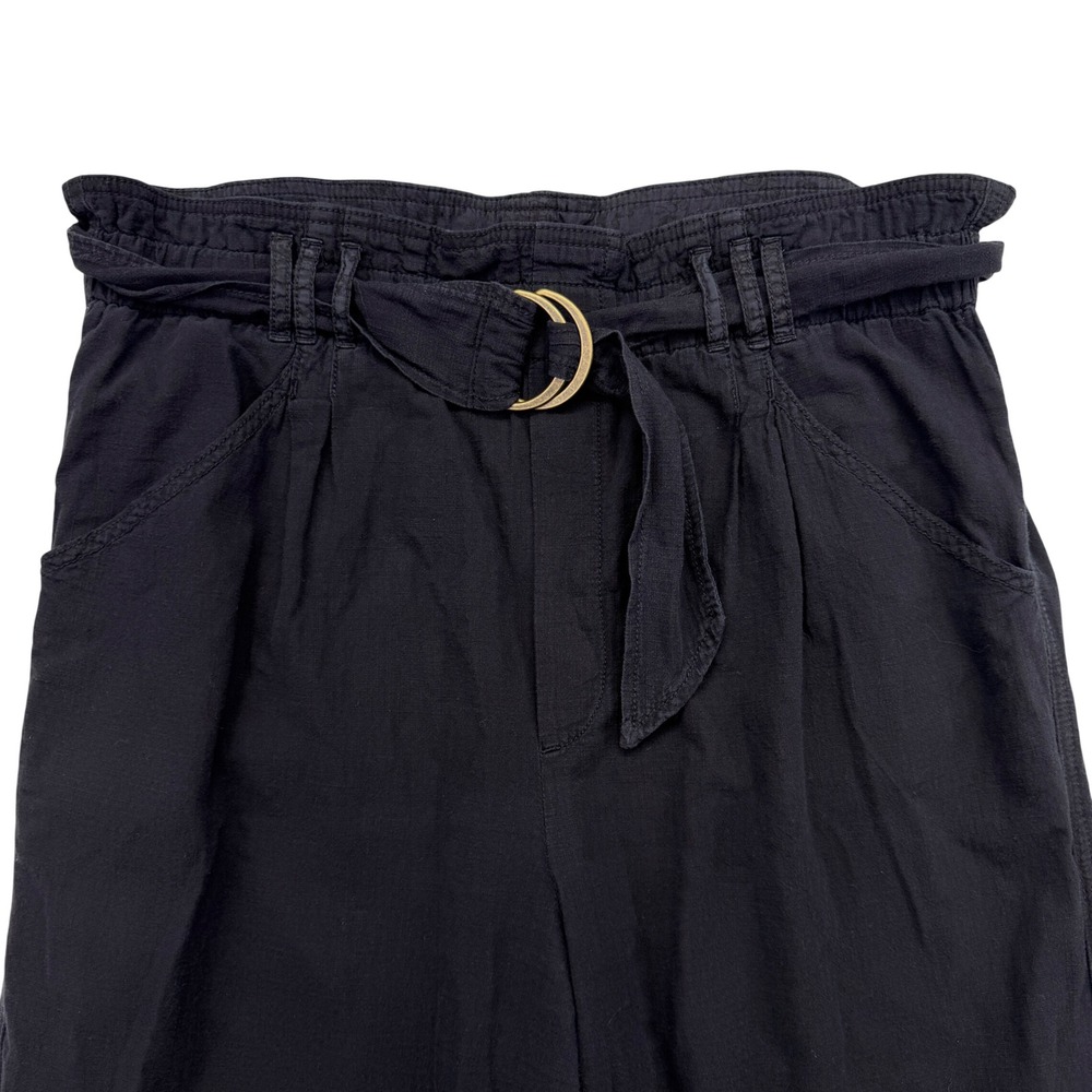 Anthropologie Pants Womens M Paperbag Waist Cotton Belted Straight Leg casual - Picture 2 of 11
